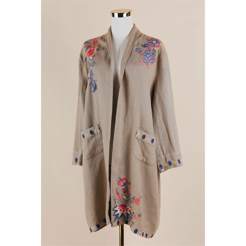 Johnny Was Tan Embroidered Blazer